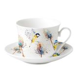 Roy Kirkham Jumbotasse + Untertasse BIRDS & TEASELS