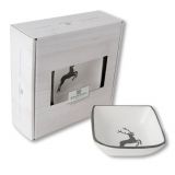 Gmundner Keramik Grauer Hirsch Sch�lchen quadratisch (9 x 9 cm) im Geschenkkarton