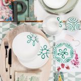 Gmundner Keramik Pur Geflammt gr�n Dinner f�r 2 Classic - Geschenkset
