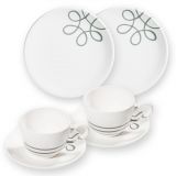 Gmundner Keramik Pur Geflammt grau Fr�hst�ck f�r 2 Classic - Geschenkset