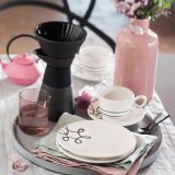 Gmundner Keramik Pur Geflammt grau H�ttenfr�hst�ck f�r zwei Cup - Geschenkset
