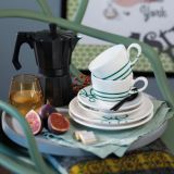 Gmundner Keramik Pur Geflammt gr�n H�ttenfr�hst�ck f�r zwei Cup - Geschenkset