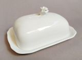 Porzellan-Butterdose wei� mit Rosengriff - 2 Gr��en