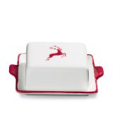 Gmundner Keramik Bordeauxroter Hirsch Butterdose (125g)