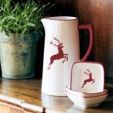 Gmundner Keramik Bordeauxroter Hirsch Zuckerdose mit Ausschnitt (� 10cm)