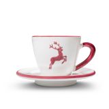 Gmundner Keramik Bordeauxroter Hirsch Espresso f�r dich Gourmet - Geschenkset