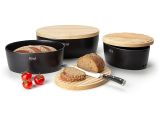 Continenta Brottopf oval mit Holzdeckel 27 x 20 cm schwarz