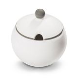 Gmundner Keramik Grauer Rand Zuckerdose mit Ausschnitt (� 10cm)